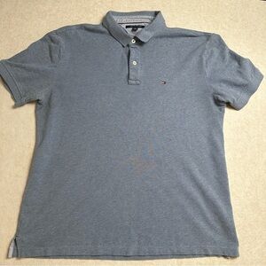 Tommy Hilfiger Men's Polo Shirt XL Heather Gray 100% Cotton Short Sleeve Logo